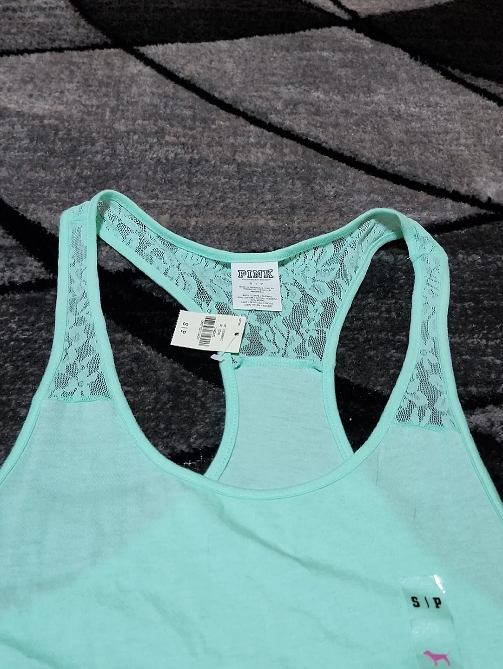 VS PINK 2013 MINT GREEN TUNIC-LENGTH LACE RACERBACK SWIM COVER-UP TANK-TOP - Picture 2 of 11